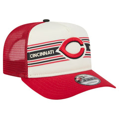 Cincinnati Reds New Era Banner A-Frame 9FIFTY Trucker Snapback Hat - Cream/Red - New Era Lifestyle