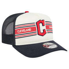 Cleveland Guardians New Era Banner A-Frame 9FIFTY Trucker Snapback Hat - Cream/Navy - New Era Discount