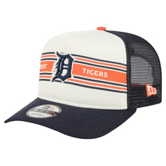 Detroit Tigers New Era Banner A-Frame 9FIFTY Trucker Snapback Hat - Cream/Navy - New Era Discount