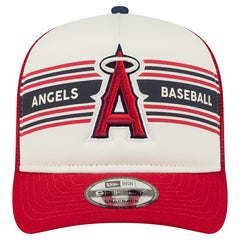 Los Angeles Angels New Era Banner A-Frame 9FIFTY Trucker Snapback Hat - Cream/Red - New Era Discount