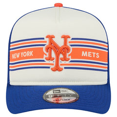 New York Mets New Era Banner A-Frame 9FIFTY Trucker Snapback Hat - Cream/Royal - New Era Lifestyle