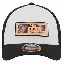 Baltimore Orioles New Era Text A-Frame Trucker 9FORTY Hat - Stone/Black - New Era on Sale