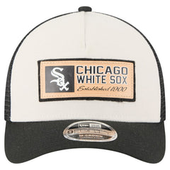 Chicago White Sox New Era Text A-Frame Trucker 9FORTY Hat - Stone/Black - New Era Discount