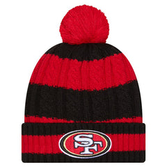 San Francisco 49ers New Era Women's Braided Cuffed Knit Hat with Pom Scarlet