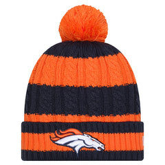 Denver Broncos New Era Women's Braided Cuffed Knit Hat with Pom Orange