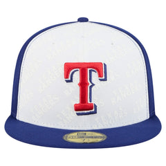 Texas Rangers New Era Repeat 59FIFTY Fitted Hat - White/Royal - New Era Lifestyle
