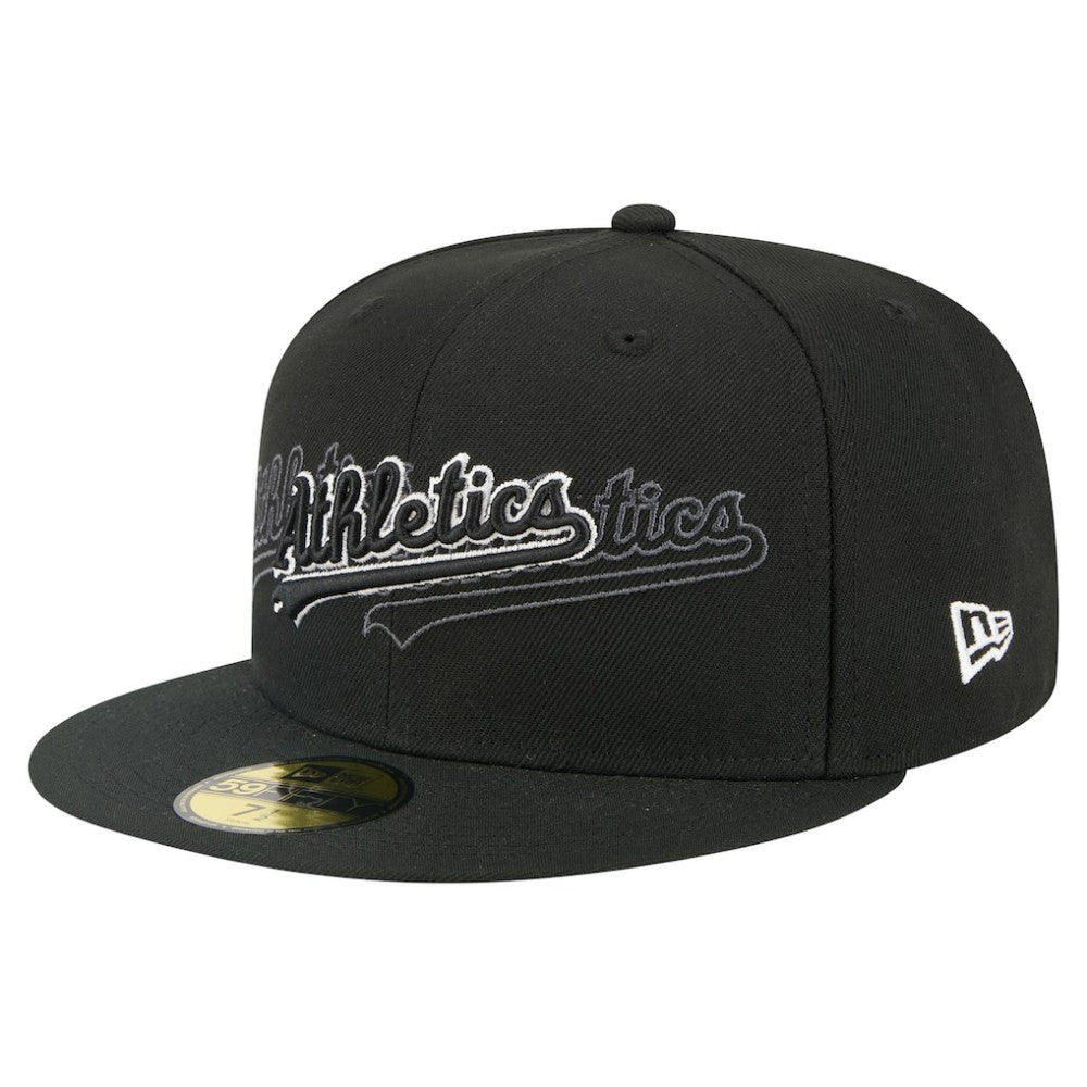 Athletics New Era Tri-Hit 59FIFTY Fitted Hat - Black - New Era Discount