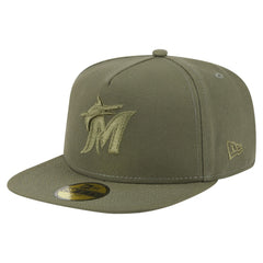 Miami Marlins New Era Color Pack A-Frame 59FIFTY Fitted Hat - Olive - New Era Sale