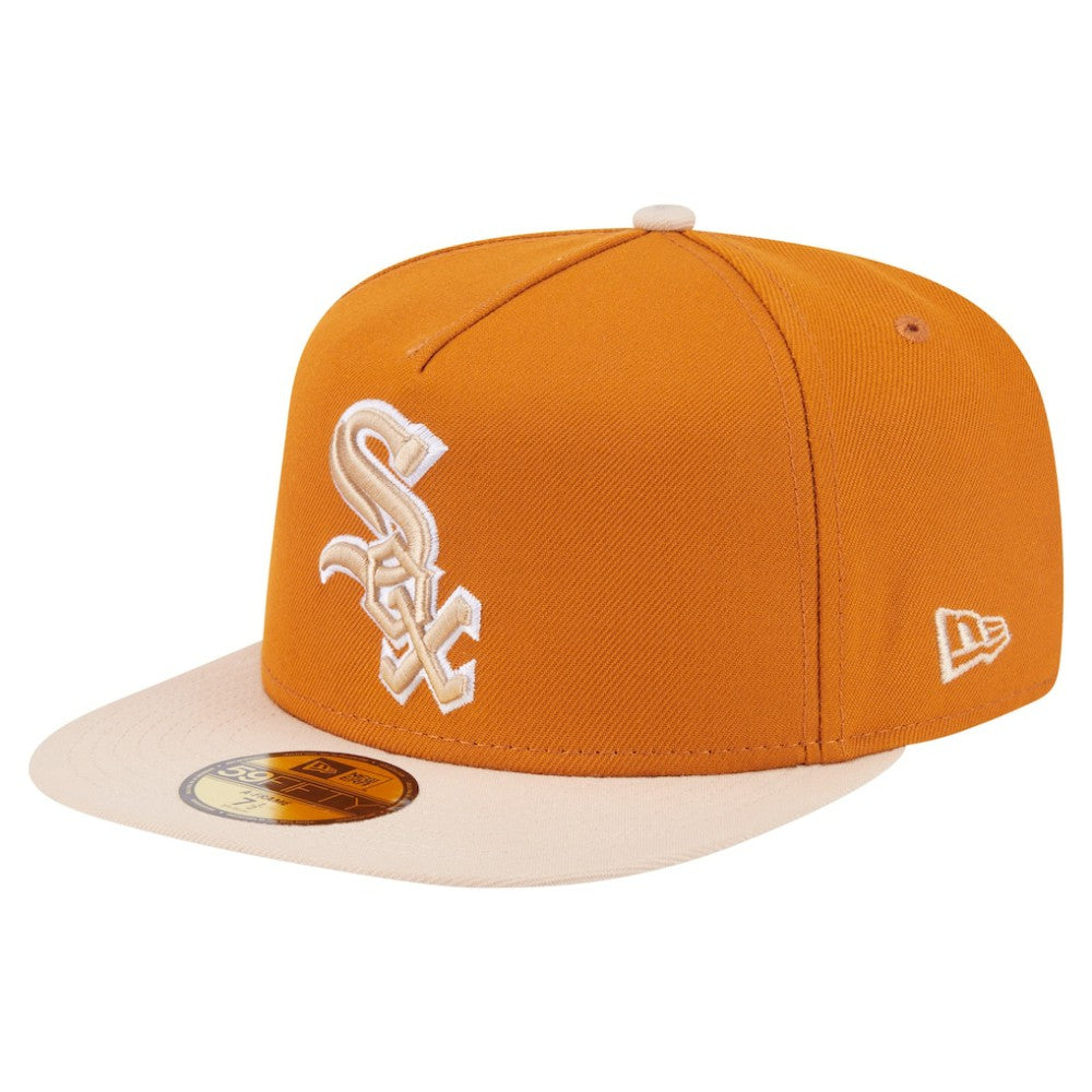 Chicago White Sox New Era Two-Tone Color Pack A-Frame 59FIFTY Fitted Hat - Orange/Light Beige - New Era Lifestyle