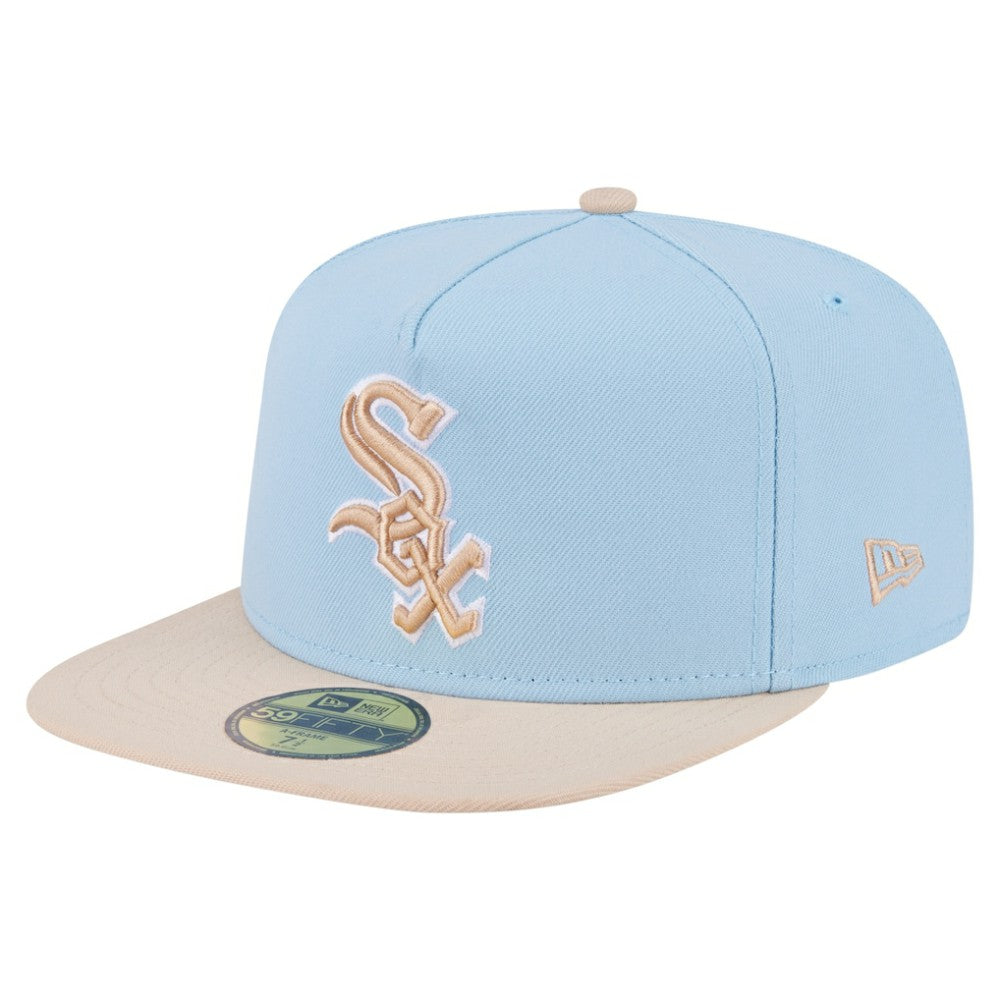 Chicago White Sox New Era Two-Tone Color Pack A-Frame 59FIFTY Fitted Hat - Light Blue/Cream - New Era Lifestyle