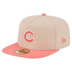 Chicago Cubs New Era Two-Tone Color Pack A-Frame 59FIFTY Fitted Hat - Light Beige/Coral - New Era Online