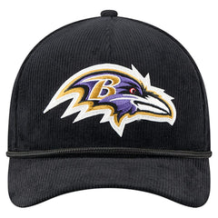Baltimore Ravens New Era Cord Corduroy 9FORTY A-Frame Adjustable Hat Black