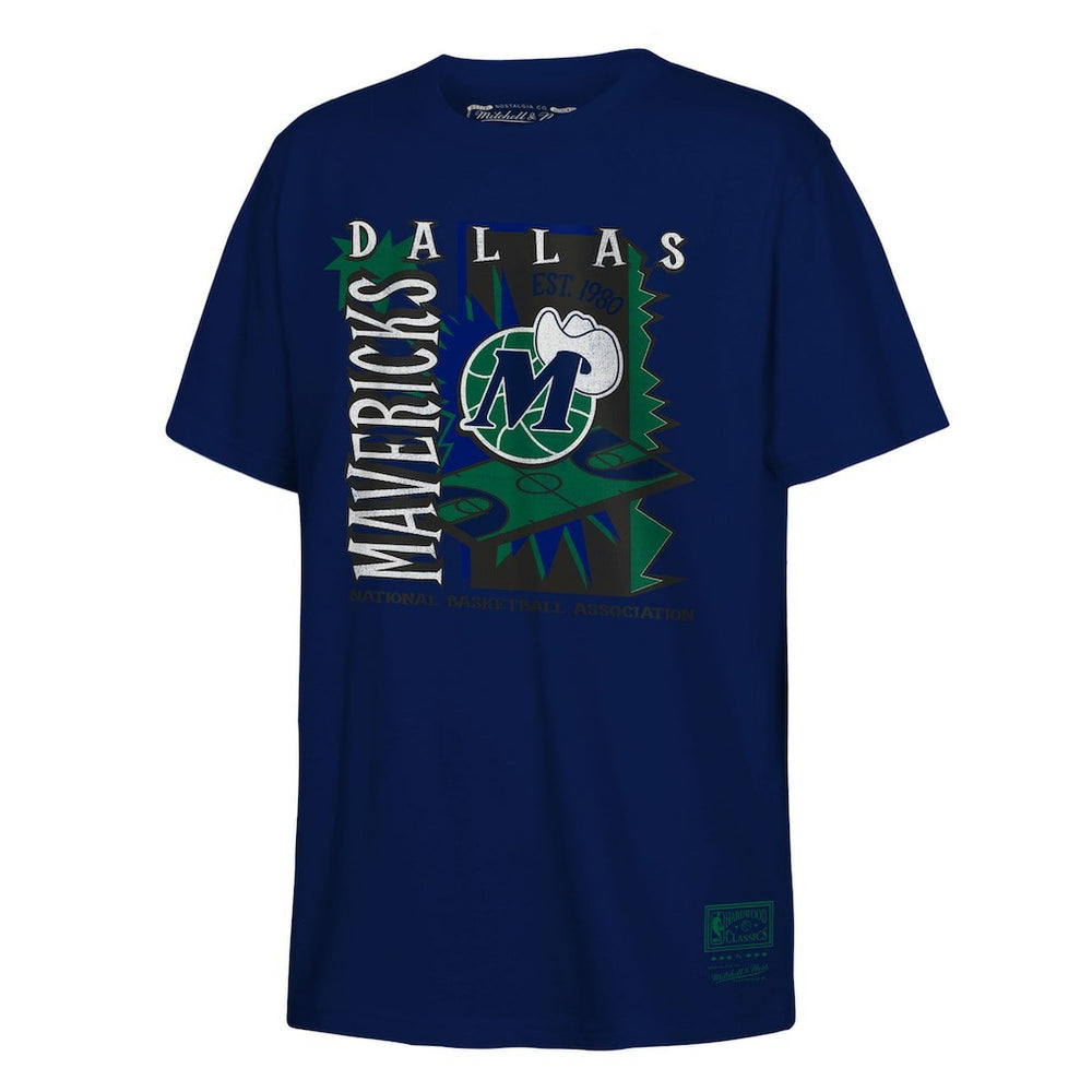 Dallas Mavericks Youth Retro '90s Poster T-Shirt for sale Navy | Mitchell & Ness US