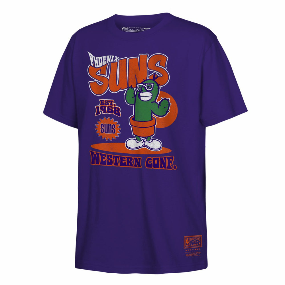 Phoenix Suns Youth Retro Mascot Script T-Shirt Purple | Mitchell & Ness