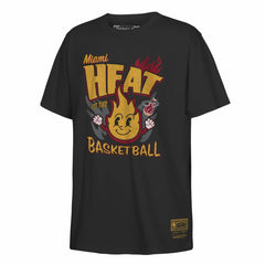 Miami Heat Youth Retro Mascot Script T-Shirt Black | Mitchell & Ness