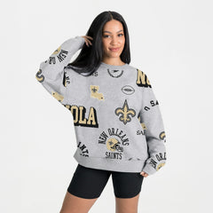 New Orleans Saints Gameday Couture Women's Always On Repeat Fleece Sweatshirt Heather Gray