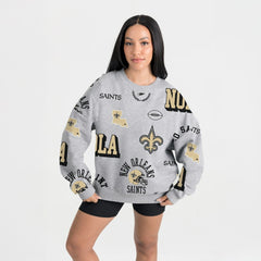 New Orleans Saints Gameday Couture Women's Always On Repeat Fleece Sweatshirt Heather Gray