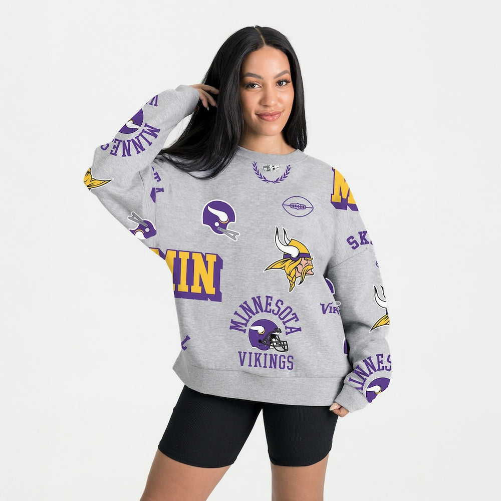 Minnesota Vikings Gameday Couture Women's Always On Repeat Fleece Sweatshirt Heather Gray