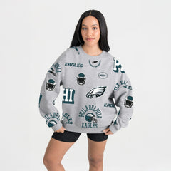 Philadelphia Eagles Gameday Couture Women's Always On Repeat Fleece Sweatshirt Heather Gray