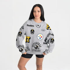Pittsburgh Steelers Gameday Couture Women's Always On Repeat Fleece Sweatshirt Heather Gray