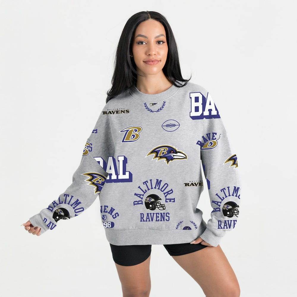 Baltimore Ravens Gameday Couture Women's Always On Repeat Fleece Sweatshirt Heather Gray