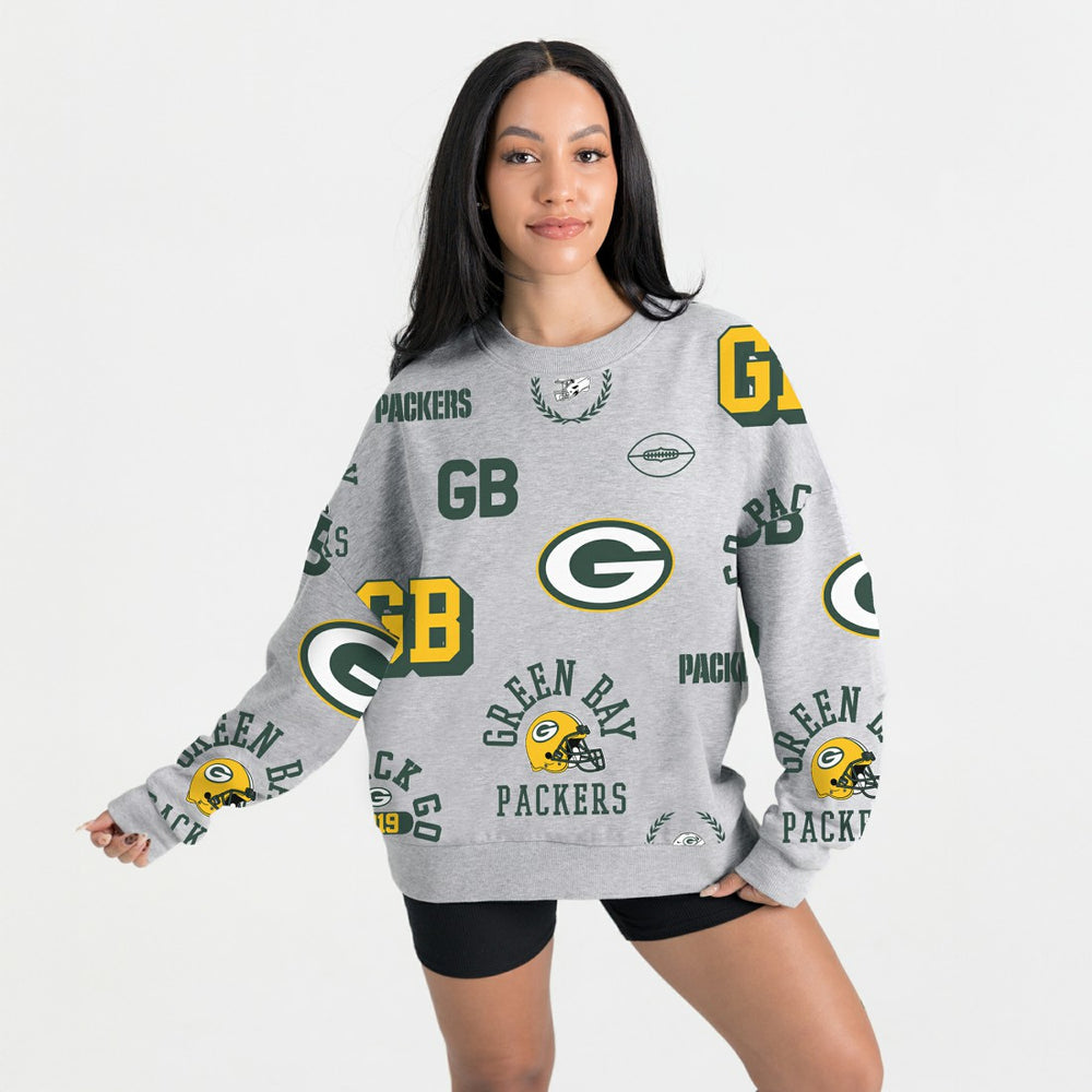 Green Bay Packers Gameday Couture Women's Always On Repeat Fleece Sweatshirt Heather Gray
