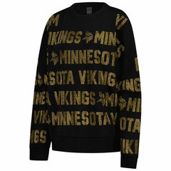 Minnesota Vikings Gameday Couture Women's Oversized Hype Era Rhinestone Text Sweatshirt Black