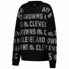 Cleveland Browns Gameday Couture Women's Oversized Hype Era Rhinestone Text Sweatshirt Black