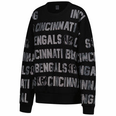 Cincinnati Bengals Gameday Couture Women's Oversized Hype Era Rhinestone Text Sweatshirt Black