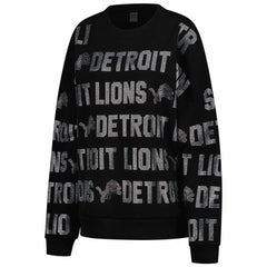 Detroit Lions Gameday Couture Women's Oversized Hype Era Rhinestone Text Sweatshirt Black