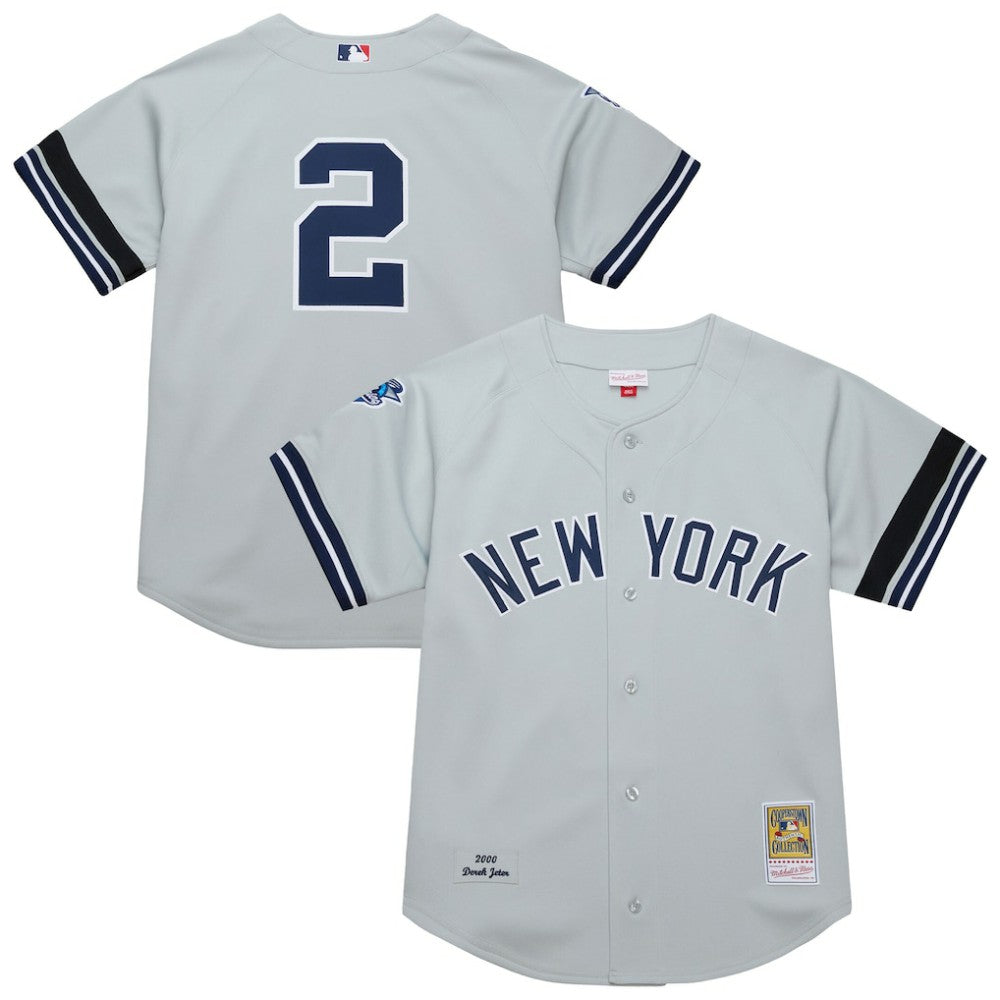 Derek Jeter New York Yankees Mitchell & Ness Cooperstown Collection 2000 World Series Authentic Jersey - Gray - Mitchell & Ness Lifestyle