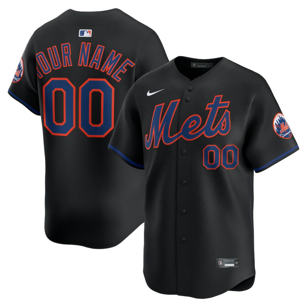 New York Mets Nike Alternate Limited Custom Jersey - Black - Nike Sale