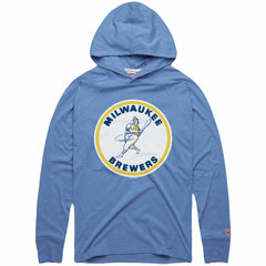 Milwaukee Brewers Homage Lightweight Raglan Tri-Blend Pullover Hoodie - Powder Blue - MLB Discount