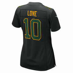 Nike Jordan Love Green Bay Packers Women's Fashion Game Jersey Black