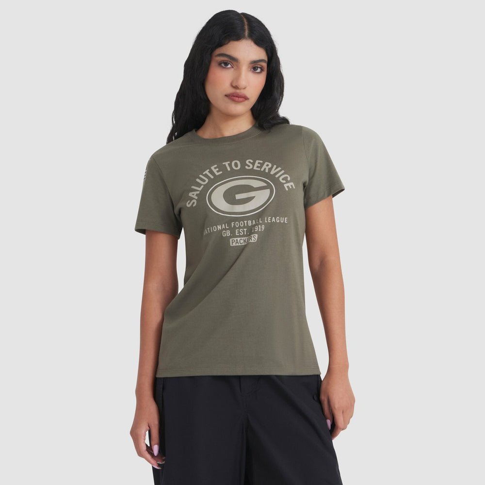 Nike Green Bay Packers Women's 2025 Salute to Service Sideline T-Shirt Olive