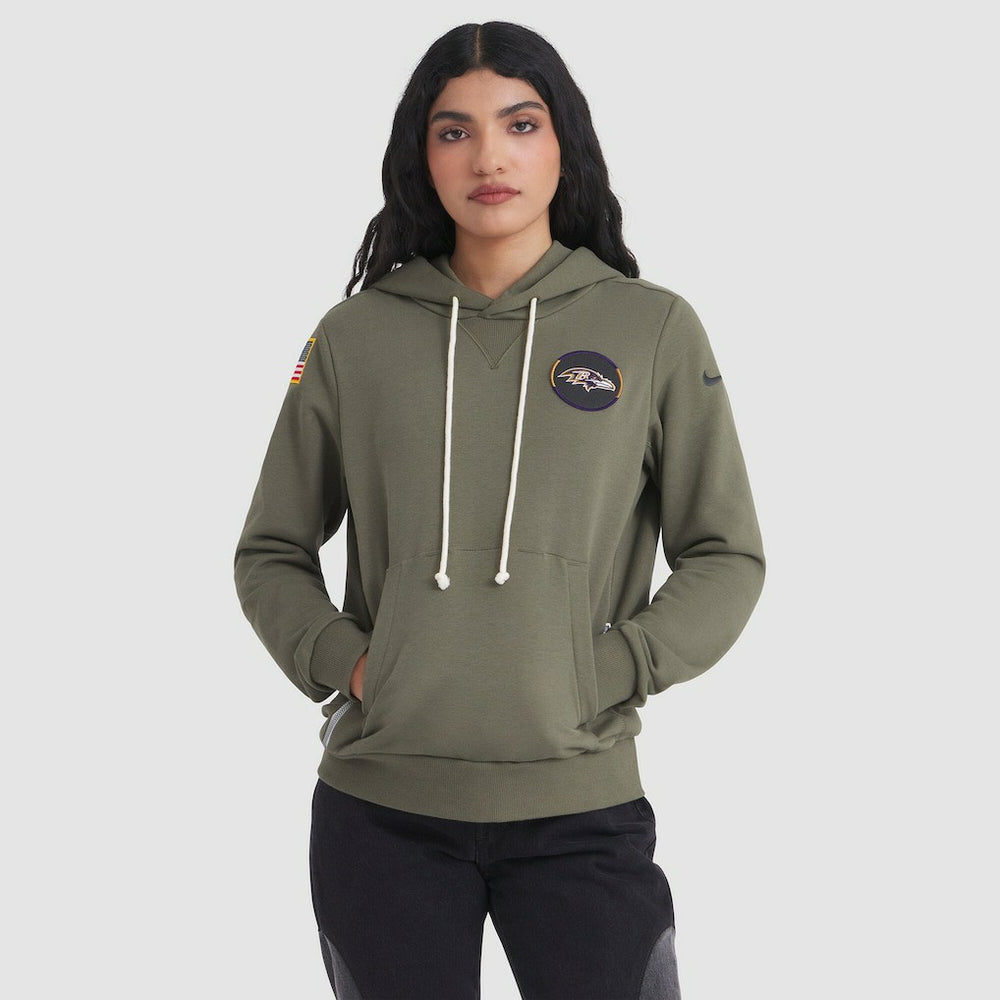 Nike Baltimore Ravens Women's 2025 Salute to Service Sideline Standard Issue Dri-FIT Hoodie Olive