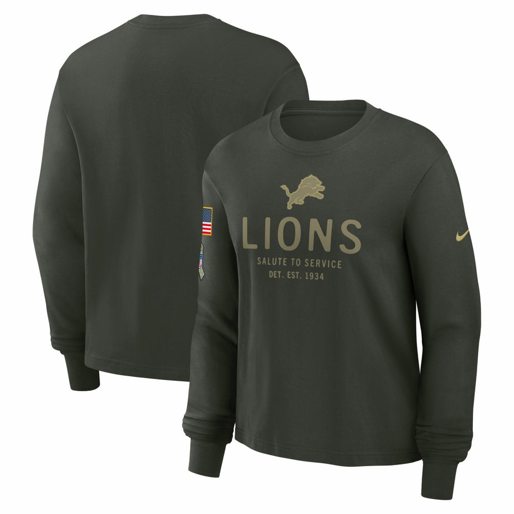 Nike Detroit Lions Women's 2025 Salute to Service Sideline Dri-FIT Long Sleeve T-Shirt Dark Green