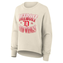 Detroit Red Wings Fanatics Women's Oversized Vintage Slice Pullover Sweatshirt - Cream - NHL 202756625
