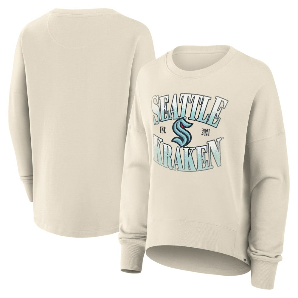 Seattle Kraken Fanatics Women's Oversized Slice Pullover Sweatshirt - Cream - NHL 202756641