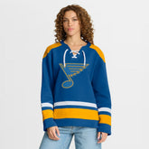 St. Louis Blues Fanatics Women's Icing Long Sleeve Lace Up Sweatshirt - Blue - NHL 202756849