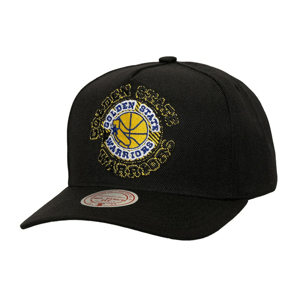 Golden State Warriors Tilted Pro Pinch Adjustable Hat for sale Black | Mitchell & Ness online