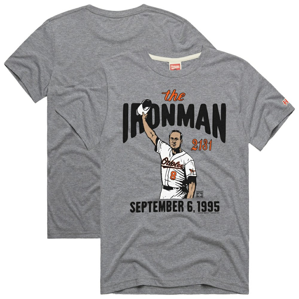 Cal Ripken Jr. Baltimore Orioles Homage Graphic Player T-Shirt - Gray - MLB Discount