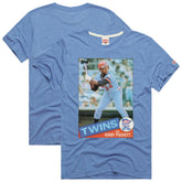 Kirby Puckett Minnesota Twins Homage 1985 Topps Baseball Card Player Tri-Blend T-Shirt - Light Blue - MLB Discount