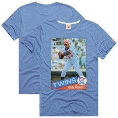 Kirby Puckett Minnesota Twins Homage 1985 Topps Baseball Card Player Tri-Blend T-Shirt - Light Blue - MLB Discount
