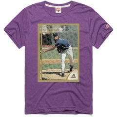 Randy Johnson Arizona Diamondbacks Homage 1999 Topps Baseball Card Player T-Shirt - Purple - MLB Lifestyle