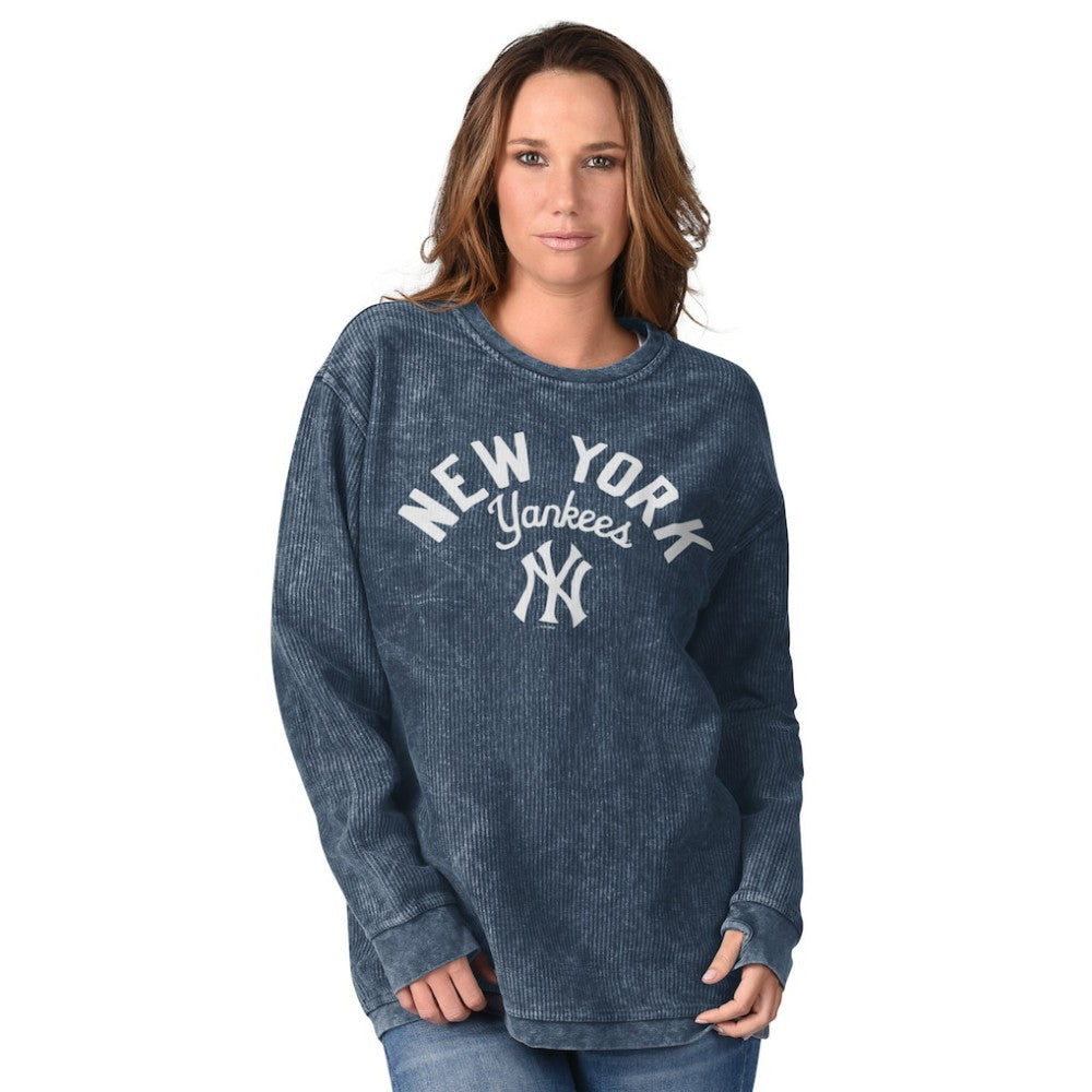 New York Yankees G-III 4Her by Carl Banks Women's Comfy Cord Pullover Sweatshirt - Navy - MLB Online