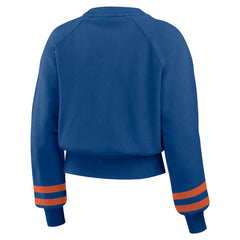 New York Mets WEAR by Erin Andrews Women's Vintage Washed Cropped Pullover Sweatshirt - Royal - MLB Lifestyle