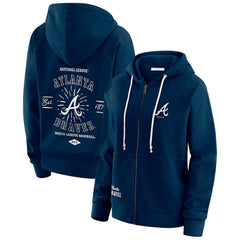 Atlanta Braves WEAR by Erin Andrews Women's Vintage Full-Zip Raglan Hoodie - Navy - MLB Discount