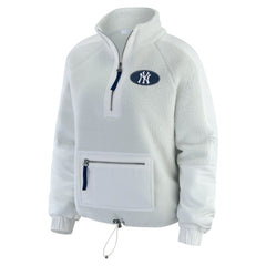 New York Yankees WEAR by Erin Andrews Women's Polar Fleece Quarter-Zip Jacket - Gray - MLB Online