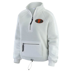 San Francisco Giants WEAR by Erin Andrews Women's Polar Fleece Quarter-Zip Jacket - Gray - MLB Lifestyle